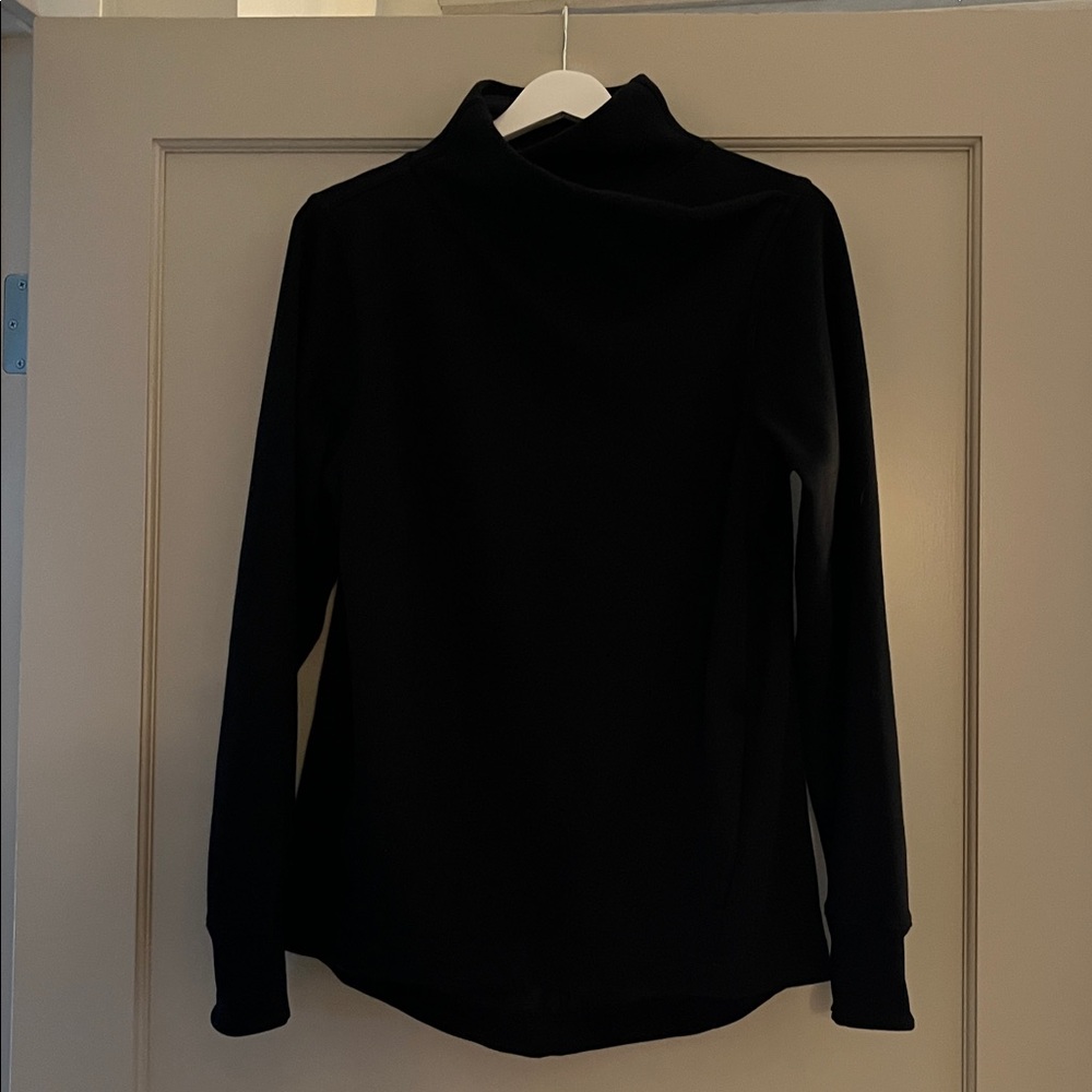 Athleta Cozy Karma Twist Neck Sweatshirt | Black | Fleece Pullover